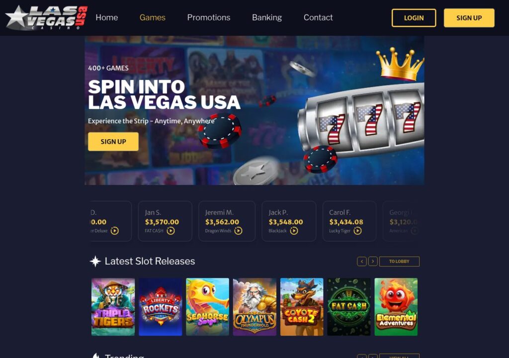 Las Vegas USA Casino casino games lobby