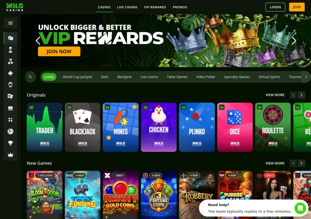 Wild Casino online casino homepage